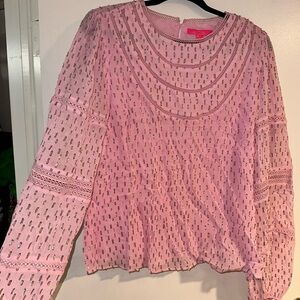 Briley pink Metallic Long Sleeve Blouse
